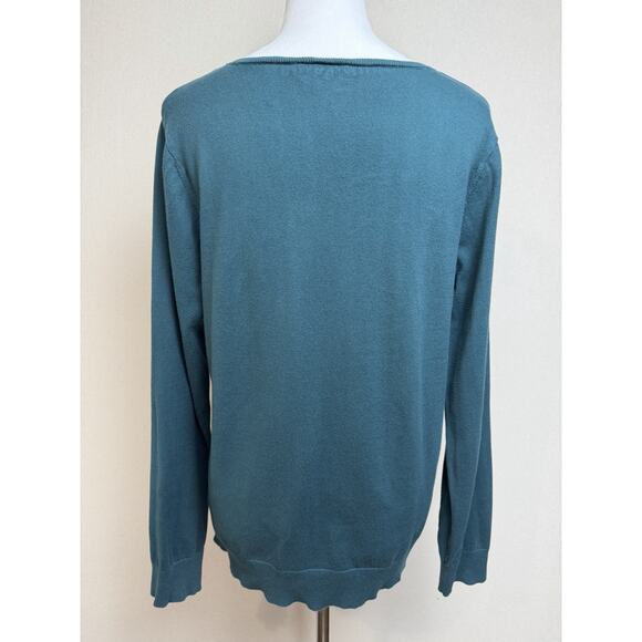 Loft Outlet Green Lightweight Knit Sweater Women's Size XL Long Sleeve V-neck - Picture 6 of 12